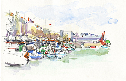 Dessinez à Guérande, créer votre carnet de voyage. dessin et aquarelle.