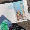Stage carnet de voyage à Bologne, Italie. Aquarelle, dessin et croquis sur le vif