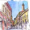 Stage carnet de voyage à Bologne, Italie. Aquarelle, dessin et croquis sur le vif