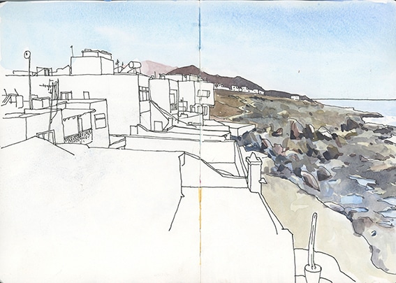 Stage Carnet de voyage à Lanzarote, croquis, dessin, aquarelle