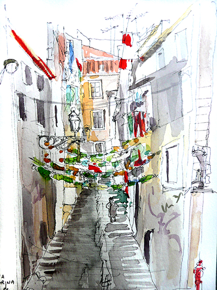 Stage Carnet de voyage à Lisbonne, dessin, croquis, aquarelle