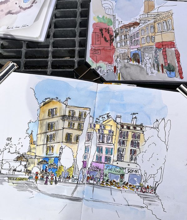 Stage carnet de voyage à Marseille, aquarelle et dessin