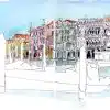 Stage carnet de voyage à Venise, Italie. Aquarelle, dessin et croquis sur le vif