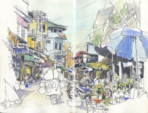 Stage carnet de voyage Hanoï et Krabi, dessin et aquarelle