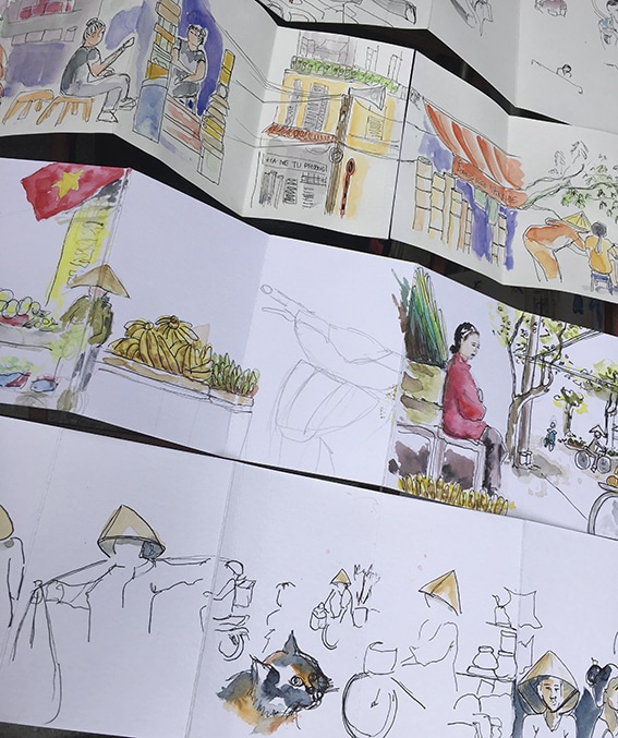 Stage carnet de voyage Hanoï et Krabi, dessin et aquarelle
