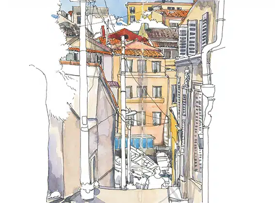 Stage Carnet de voyage à Marseille, aquarelle , dessin et croquis sur le vif