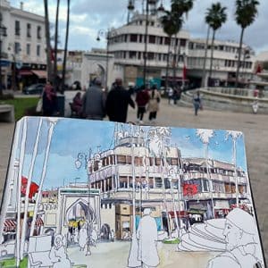 Stage Carnet de voyage à Tanger, Maroc. Aquarelle et croquis sur le vif
