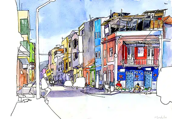 Stage Carnet de voyage au cap-Vert, Sao Vicente. Dessin et aquarelle sur le vif