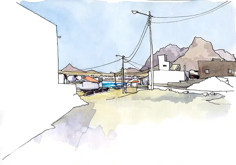 Stage Carnet de voyage au cap-Vert, Sao Vicente. Dessin et aquarelle sur le vif
