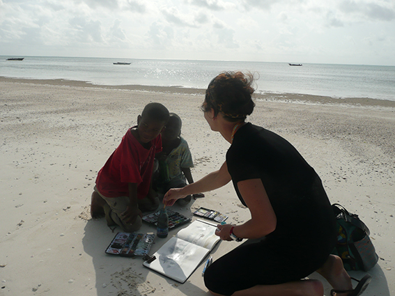 Stage carnet de voyage à Zanzibar, aquarelle et dessin