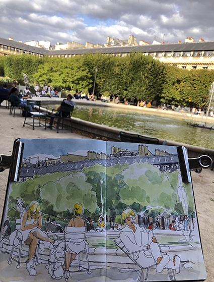 Stage carnet de voyage à Paris, dessin et aquarelle