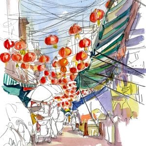 Stage Carnet de voyage en Thaïlande, Bangkok et Krabi. Dessin, croquis et aquarelle sur le vif.