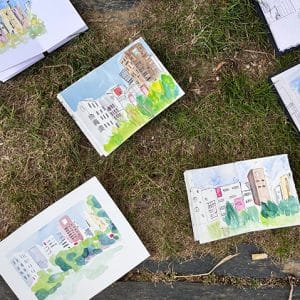 Peindre et dessiner un jardin urbain au cœur de Paris.