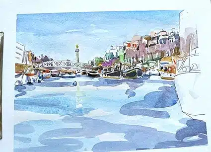 Stage croquis urbain à Paris, dessin et aquarelle sur le vif