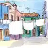 Stage carnet de voyage à Venise, Murano et Burano, Italie. Aquarelle, dessin et croquis sur le vif