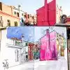 Stage carnet de voyage à Venise, Murano et Burano, Italie. Aquarelle, dessin et croquis sur le vif